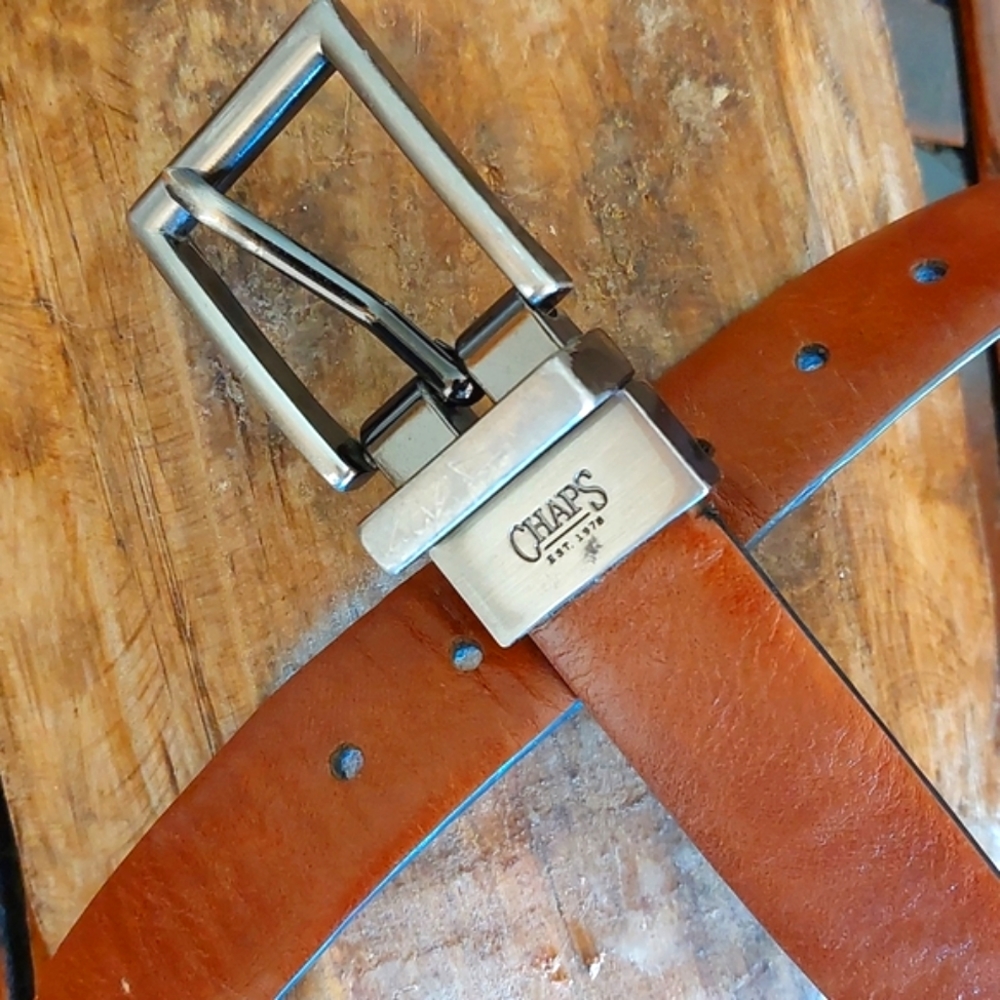 Chaps Boys Leather Belt, Sz S, Brown
